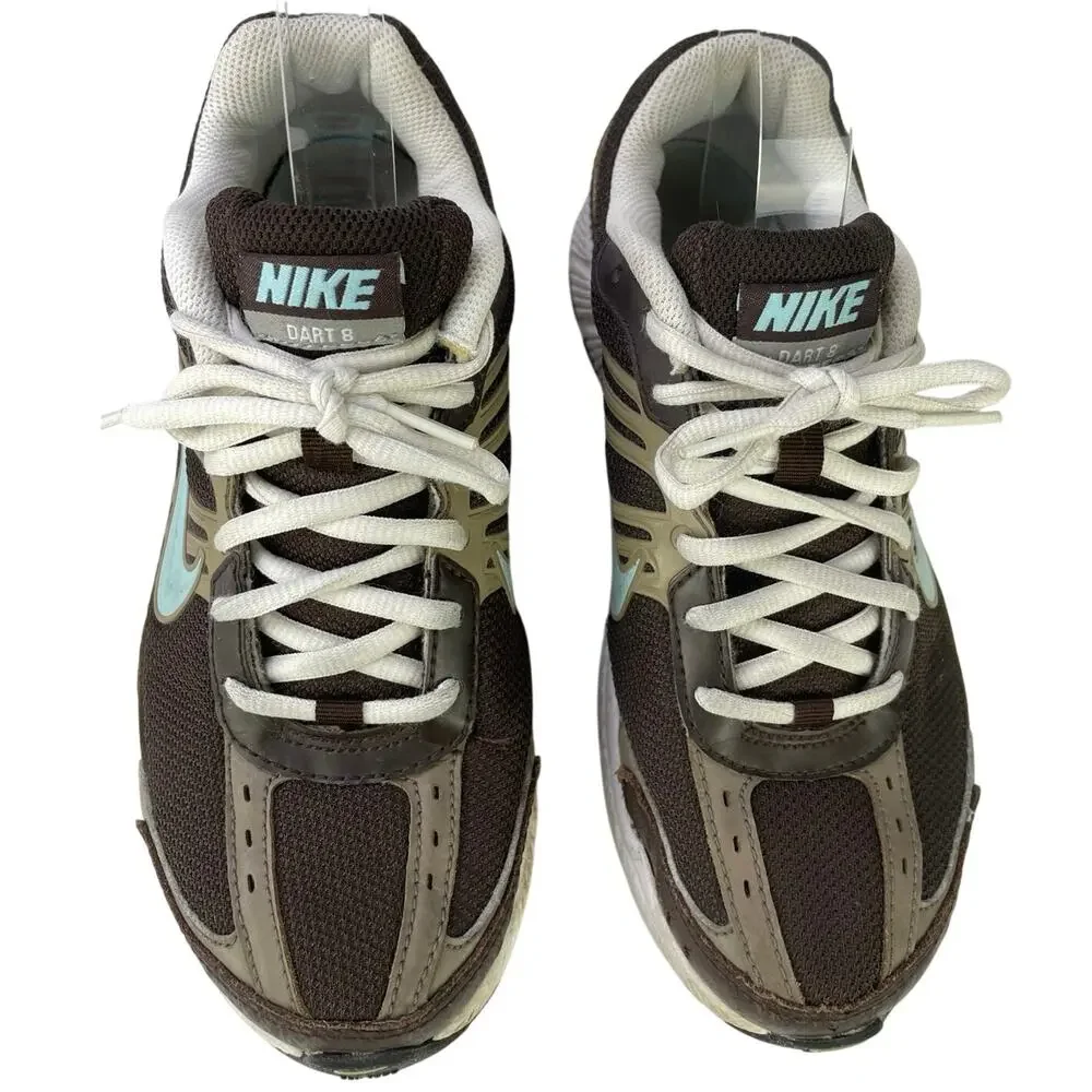 Nike Women Dart 8 Running Jogging Gym Cushioned Lace Up Shoe Brown Tan Blue S 8